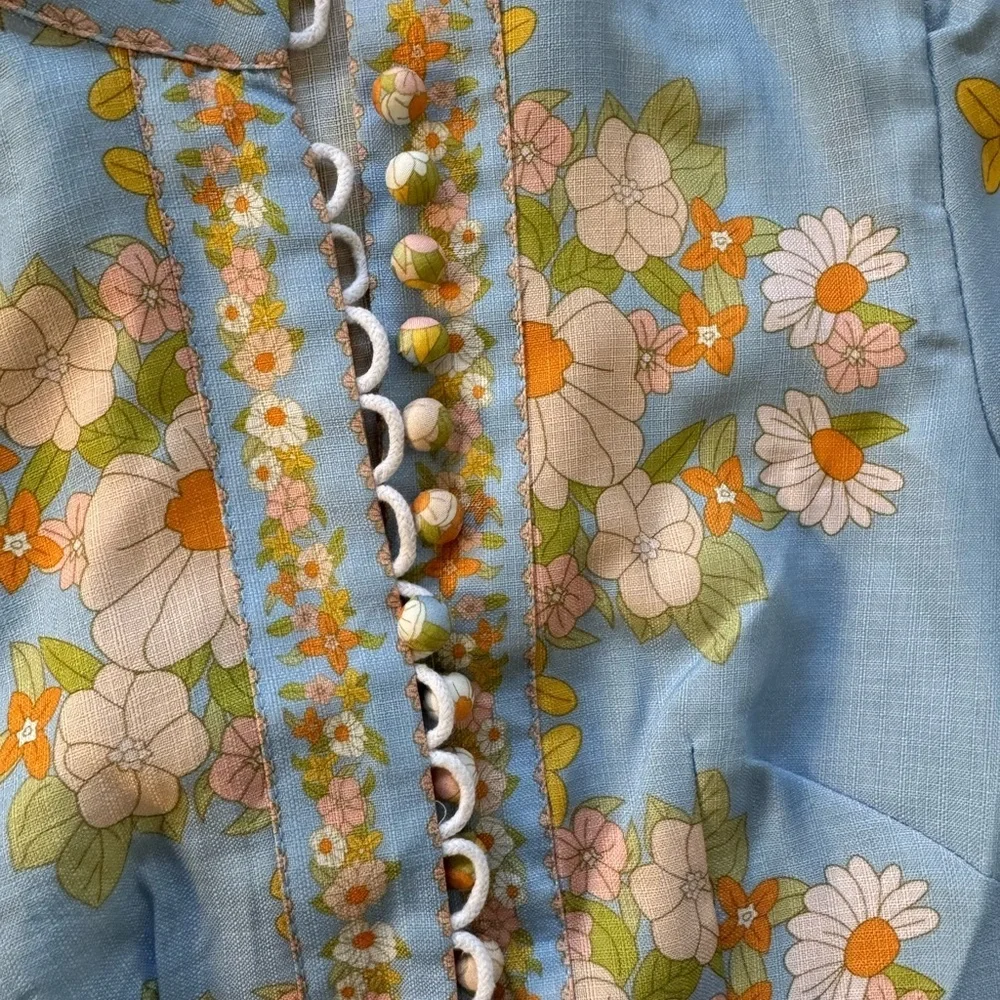 NEW Tuckernuck Beulah Leila Women’s Blue Belted Floral Dress Small B2786 - Picture 6 of 6